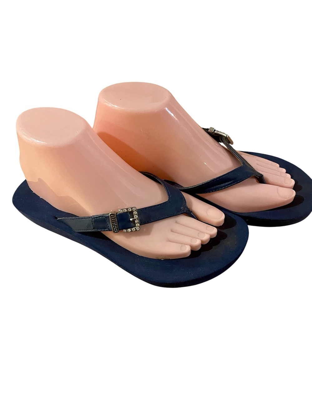 Guess wedge flip flops Navy Blue size 7/8 Summer rhinestone